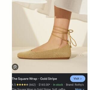 NWT! Rothy's Fairycore square toe wrap Ankle Gold size 8 Womens elegant Sparkle